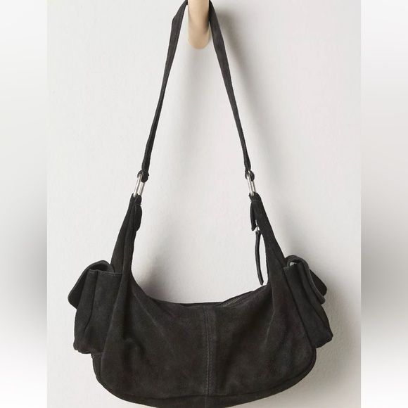 Free People Handbags - NEW NWT Free People Siren genuine leather suede black Bag